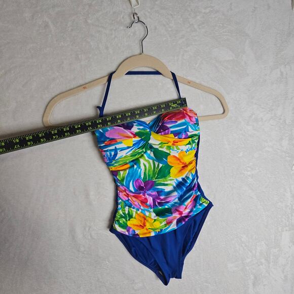 La Blanca Sz6 One Piece Blue n Bright Multi colored Swimsuit. Designer Beach - Picture 7 of 16
